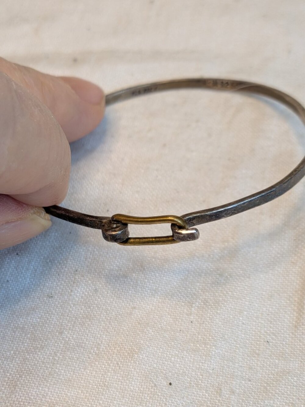 Taxco Mexico Sterling Silver & Brass Bangle – 12 g